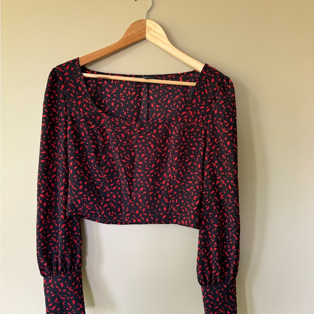 Dynamite Black and Red Patterned Blouse